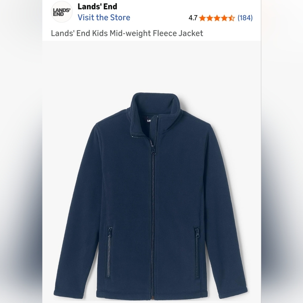 NWOT Lands End School Uniform Fleece Jacket